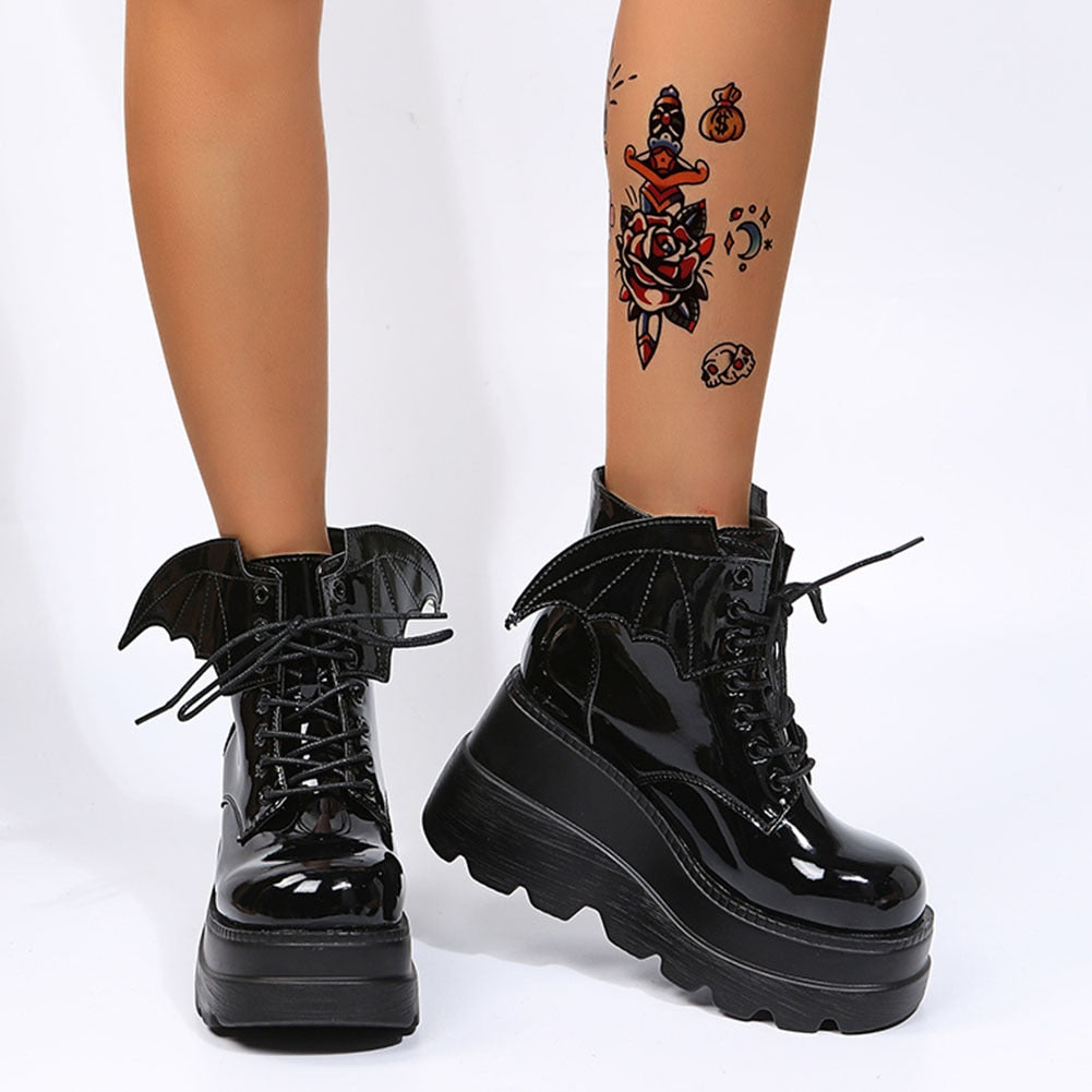 Black bat wing outlet combat boots