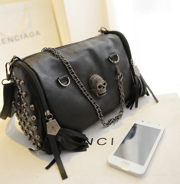 Women's Rivet Punk Style Motorcycle Crossbody Bag